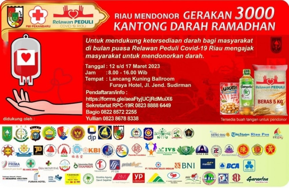 Riau Mendonor Gerakan 3000 Kantong Darah Ramadhan